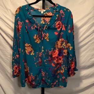 🌺NWT The Pioneer Woman Floral Blouse in Teal and Red (Bundle price, BIN3)